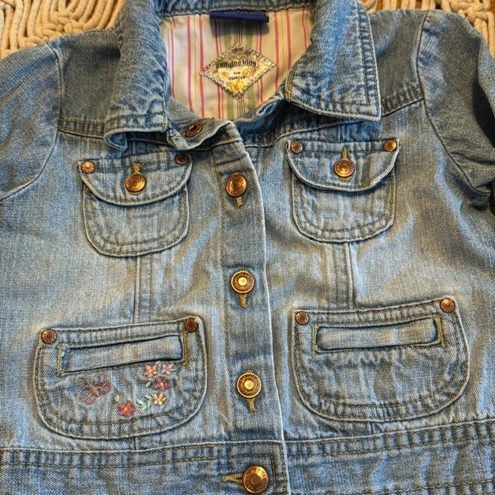 OshKosh B'gosh Genuine Kids denim Jean Jacket with Floral Embroidery size 24 mos